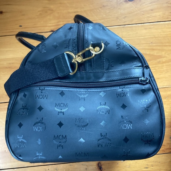 Vintage MCM Black Monogram Nylon & Leather Duffel Bag - Picture 11 of 12